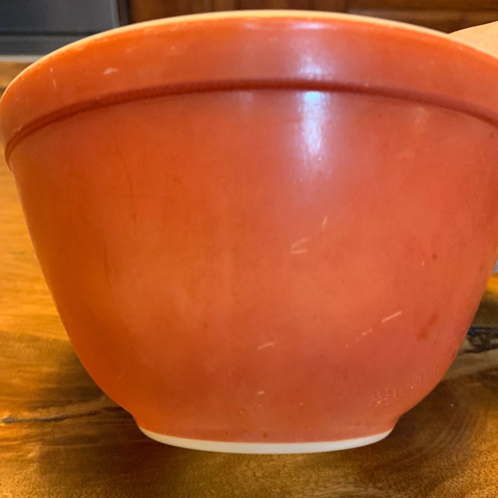 Vintage 1970s HTF Pyrex Earth Tones 400 CRS Burnt Orange/Rust 401-1 1/2 Pt Bowl - Picture 4 of 13